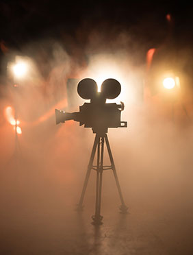 Camera in front of light with fog around