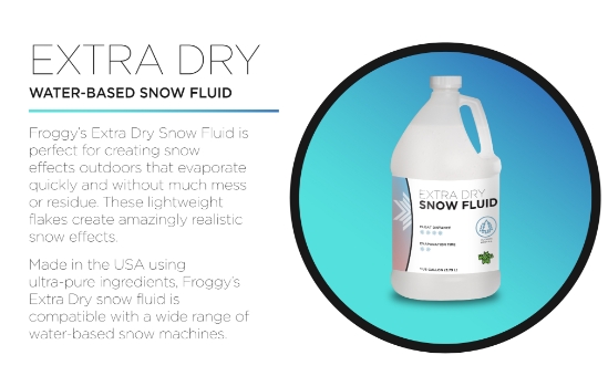 EXTRA DRY - OUTDOOR FORMULA - Snow Juice Machine Fluid - Froggys Flakes (>30 Foot Float / Drop) Highly Evaporative Formula