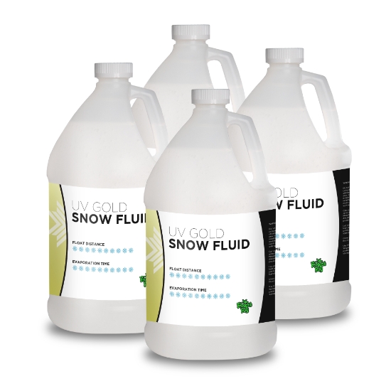 Froggy's Flakes® - GOLD UV BLACKLIGHT REACTIVE Snow Juice Machine Fluid by Froggy's Fog® - Evaporative Formula - SN-UVG-1