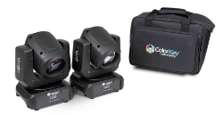 Mover Beam 100 (2-Pack Bundle with Carrying Bag) Mover Beam 100 2-Pack, Colorkey Mover Beam 100, bundle light pack, special effects lighting, lightweight lighting, travel bag for lights, gobo lights, LED lights, small venue lighting, mobile DJ lights, compact lighting, sound activated lights