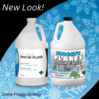 Froggy's Flakes® - BLUE UV BLACKLIGHT REACTIVE Snow Juice Machine Fluid by Froggy's Fog® - Evaporative Formula - SN-UVB-1